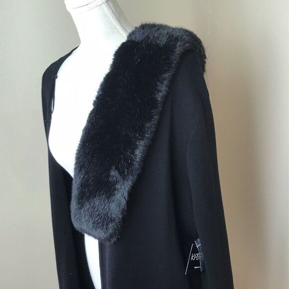 NWT Kasper Woman's Black Knit Sweater w/Removable Faux Fur Collar Size 3X - Picture 16 of 16